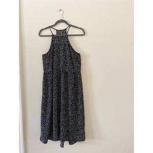 Abound. Black/White Polka Dot. High Neck MIDI. M